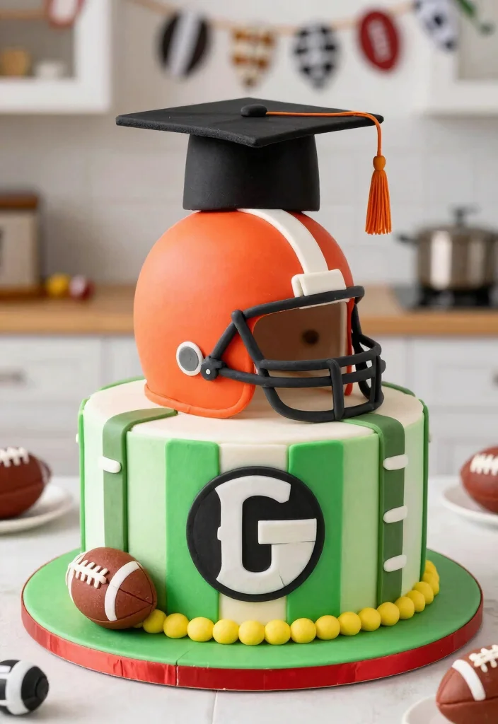 15 Graduation Cake Designs That Hold Fondant Caps Without Sliding - 12. Sports-Themed Graduation Cake 1
