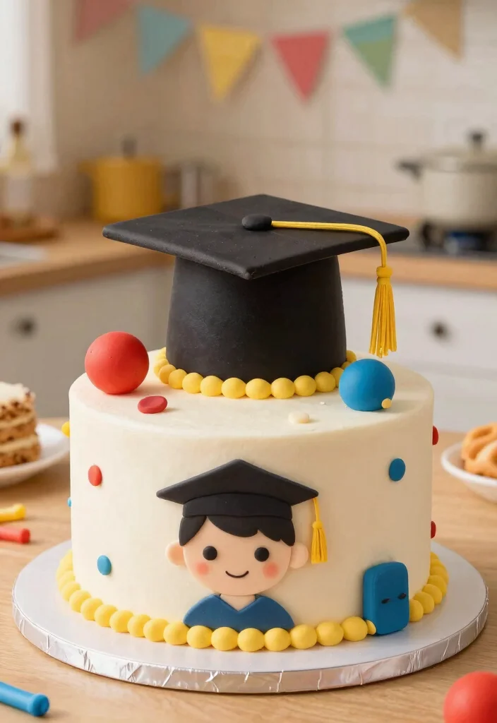 15 Graduation Cake Designs That Hold Fondant Caps Without Sliding - 8. Themed Character Graduation Cake 1