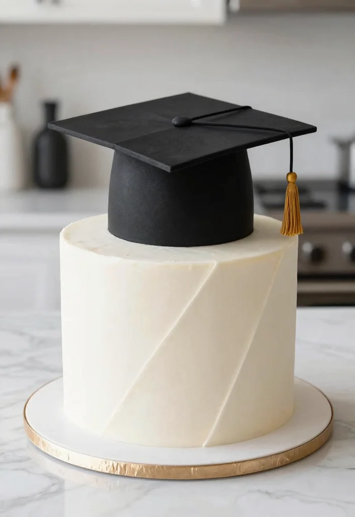 15 Graduation Cake Designs That Hold Fondant Caps Without Sliding - 9. Modern Geometric Cake 1