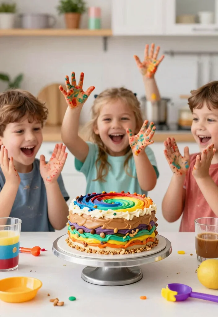 15 Rainbow Smash Cake Ideas That Don't Stain Hands and Faces - 12. Rainbow Nut Butter Smash Cake 1