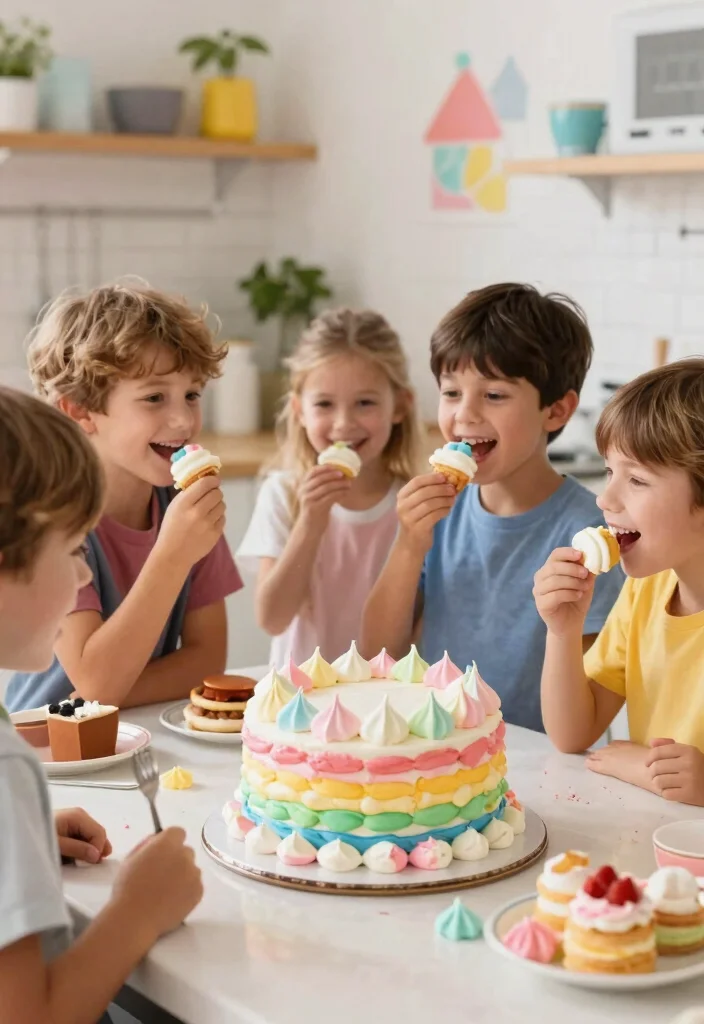 15 Rainbow Smash Cake Ideas That Don't Stain Hands and Faces - 13. Rainbow Meringue Smash Cake 1