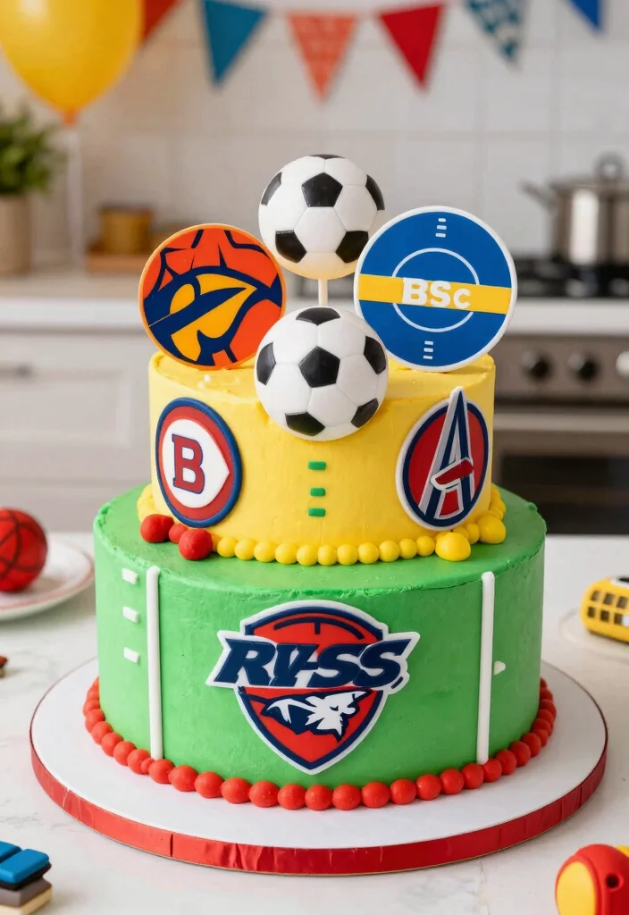 18 Birthday Cake for Boy Ideas With Bold Colors That Don't Bleed Overnight - 11. Sports Team Cake 1