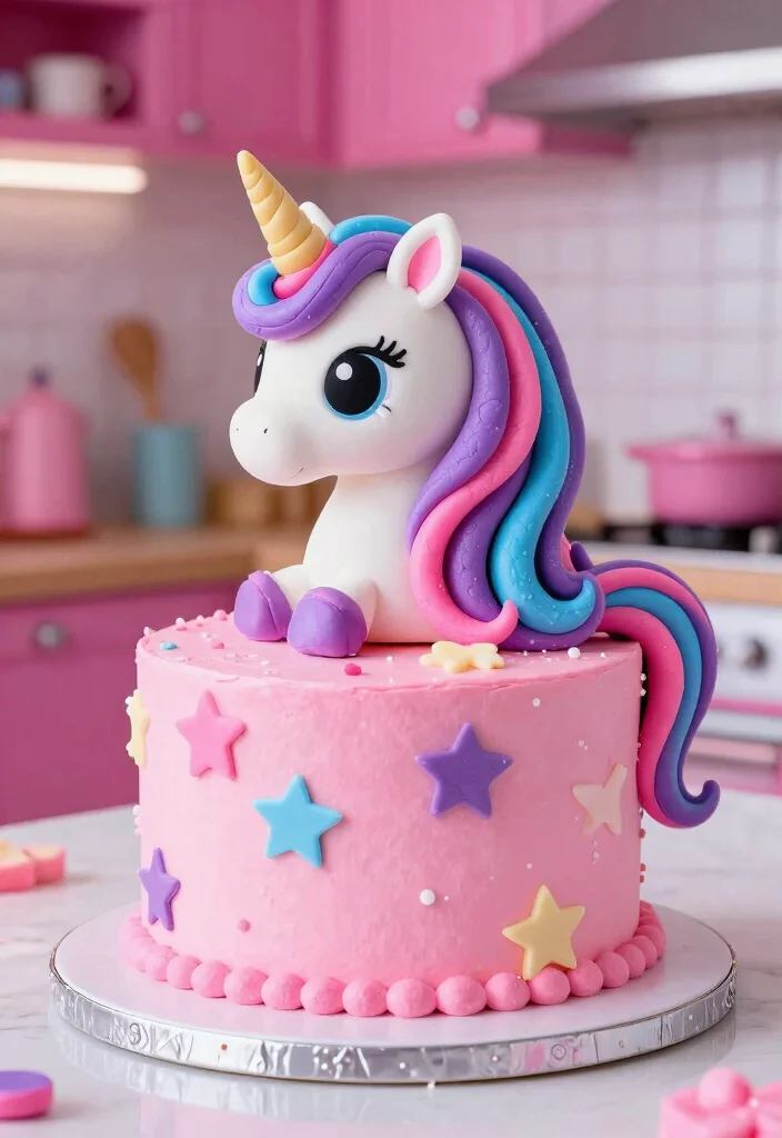 18 Birthday Cake for Boy Ideas With Bold Colors That Don't Bleed Overnight - 13. Magical Unicorn Cake 1