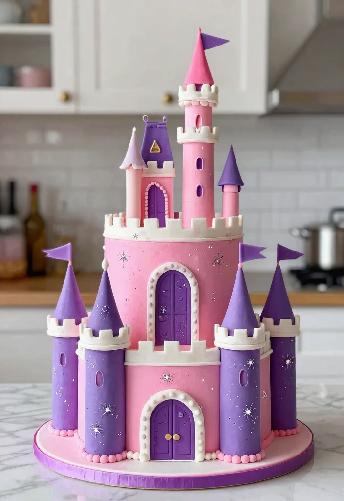 18 Birthday Cake for Boy Ideas With Bold Colors That Don't Bleed Overnight - 18. Fairytale Castle Cake 1