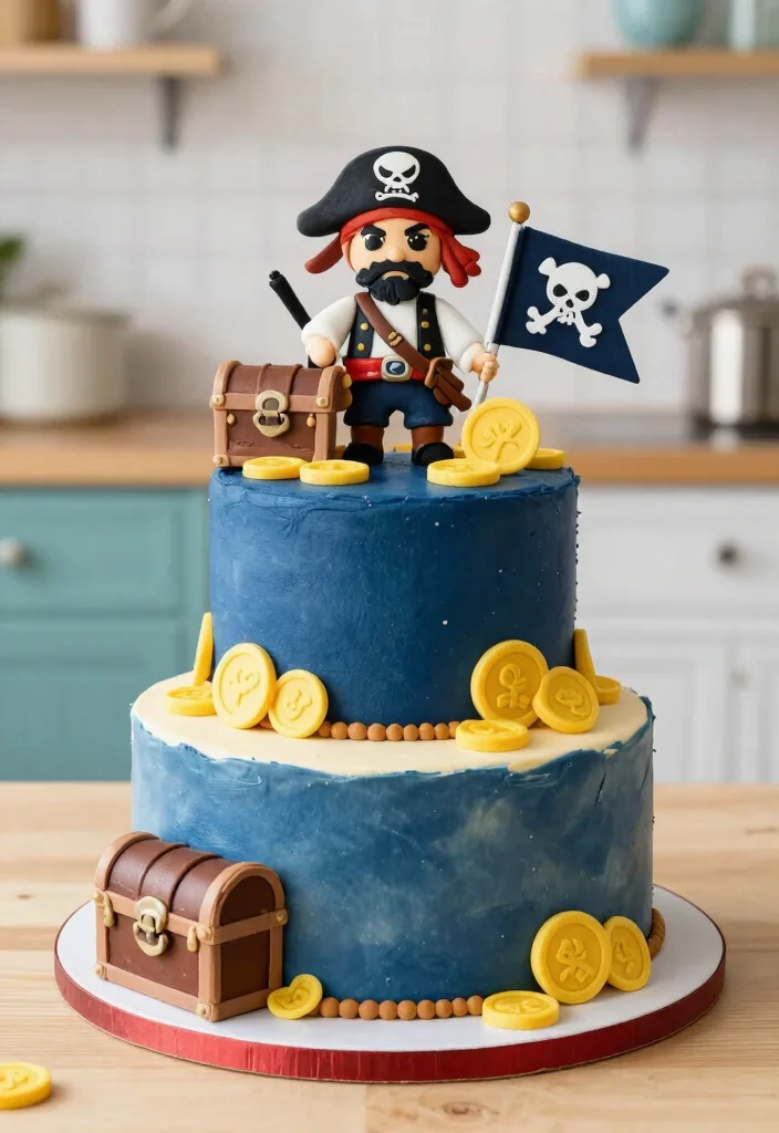 18 Birthday Cake for Boy Ideas With Bold Colors That Don't Bleed Overnight - 6. Pirate Treasure Cake 1