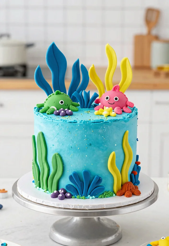 18 Birthday Cake for Boy Ideas With Bold Colors That Don't Bleed Overnight - 9. Under the Sea Cake 1