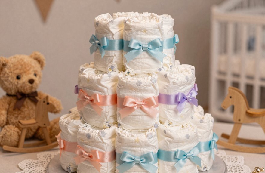 What Is a Diaper Cake? 9 elephant themed diaper cake centerpiece