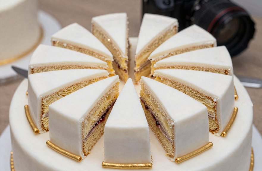 How Do You Cut a Wedding Cake? 10 half circle wedges from outer edge