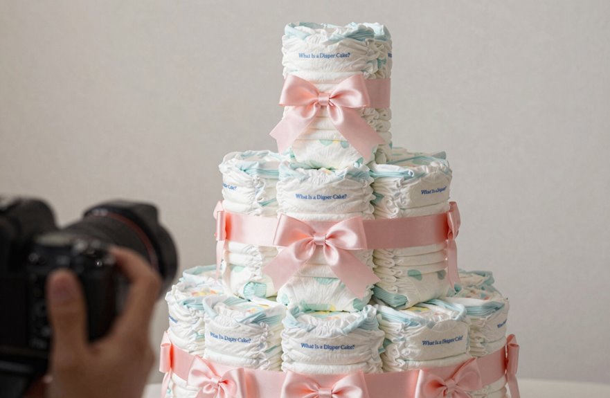 What Is a Diaper Cake? 6 roll three diapers bind core ring