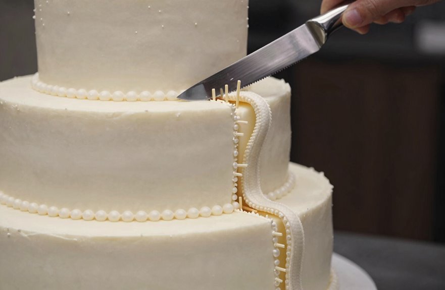7 Steps to Cut a Wedding Cake Like a Pro 4 separate tiers and pull dowels